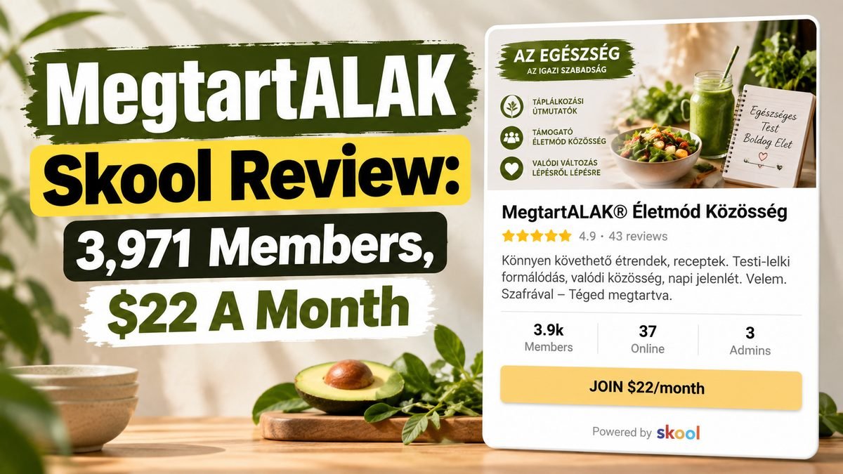 MegtartALAK Eletmod Kozosseg Skool review 2026, Hungarian diet and lifestyle community listing at $22 a month