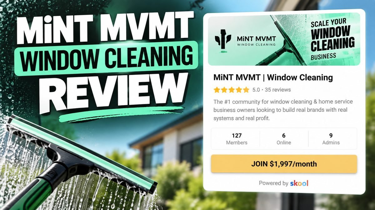 MiNT MVMT window cleaning Skool review 2026, Gatlin McBride home service community