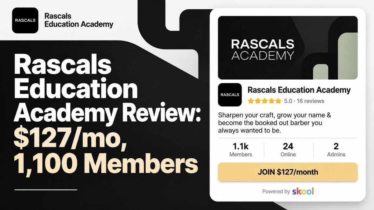 Rascals Education Academy Skool review 2026, UK barber training community run by Sam Rascals